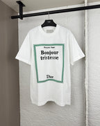 White Dior short-sleeve T-shirt with Bonjour tristesse graphic front print