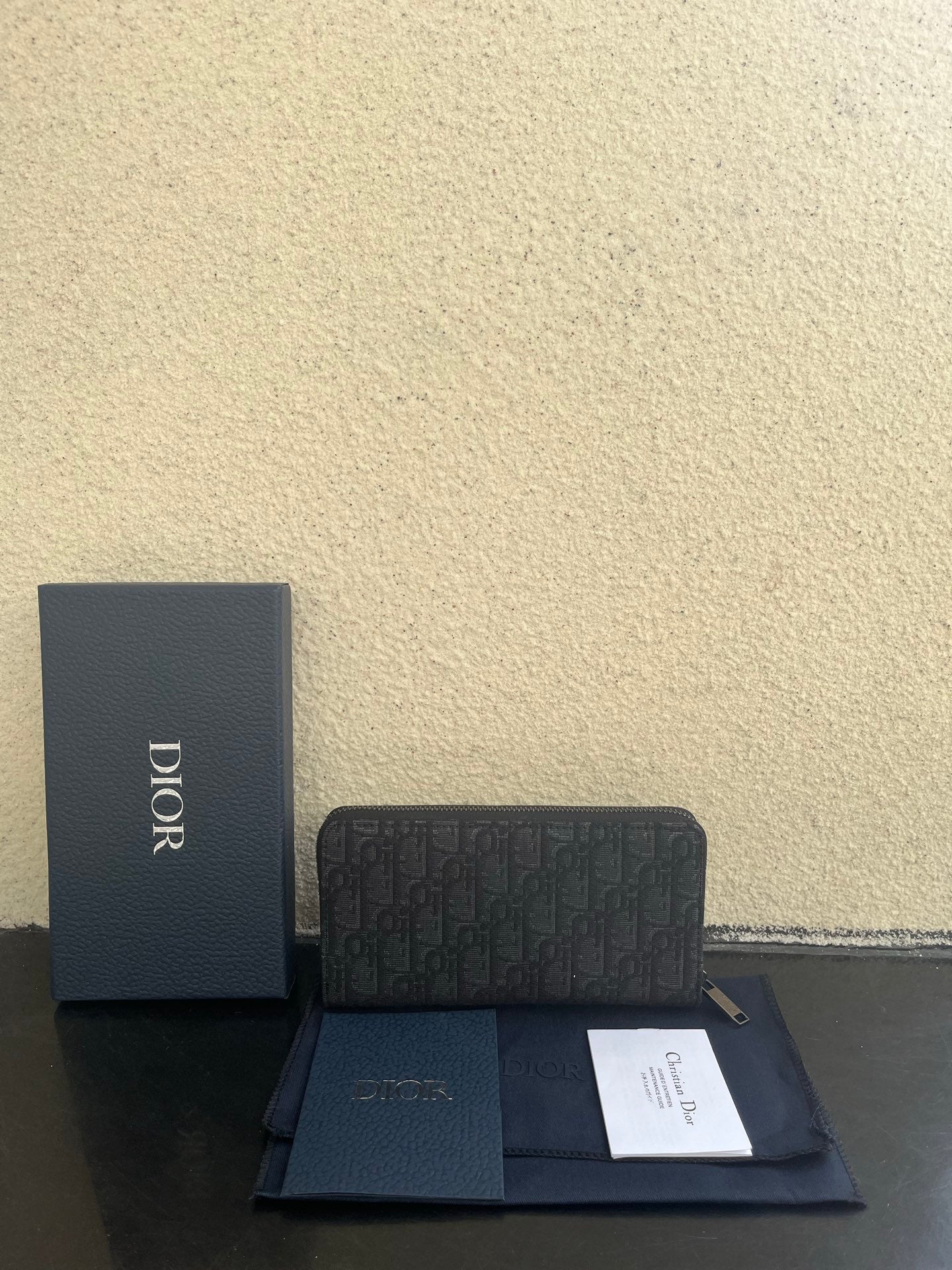 Small Dior bag with textured monogram canvas and flap front, top zipper