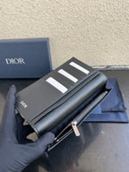 Small bag card holder with zipper detail and open compartments, dark leather