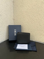 Dior small bag wallet in smooth dark leather with Dior logo