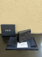 Dior small bag with gray Dior monogram fabric and textured leather trim
