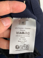 Size and fabric care label: 100% polyester, Made in Italy