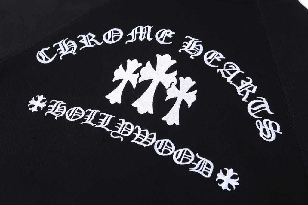 Dark hoodie with large white abstract graphic print on the back