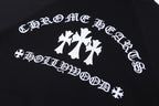 Dark hoodie with large white abstract graphic print on the back