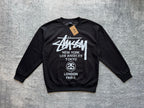 Stussy crewneck sweatshirt, dark with white city graphic on front