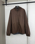 Prada hooded long jacket, brown, front zipper and drawstring hem
