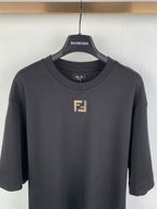 Fendi short-sleeve T-shirt front view with small square logo on chest.