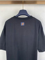 Louis Vuitton dark short-sleeve T-shirt back view with small logo patch