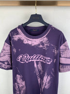 Louis Vuitton purple graphic T-shirt with crew neck and large logo print