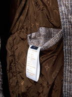 Louis Vuitton long coat, dark brown monogram fabric with attached size label tag