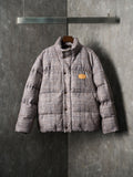Louis Vuitton long puffer jacket with stand collar and front button placket
