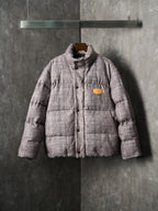 Louis Vuitton long puffer jacket with stand collar and front button placket