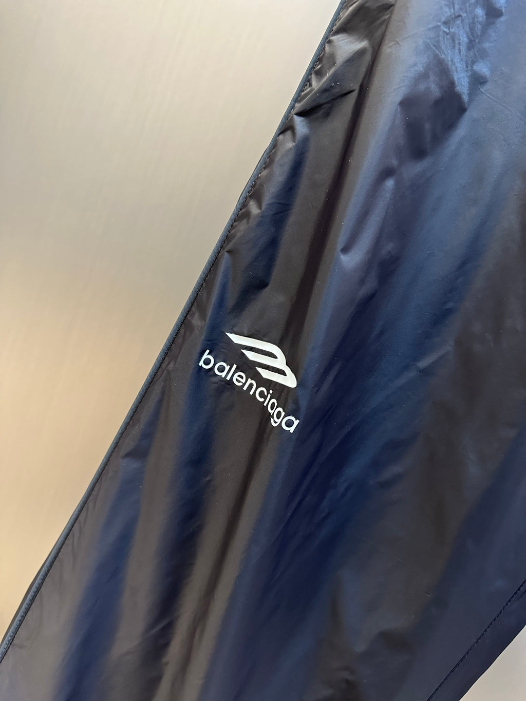 Balenciaga nylon pants, dark navy, embroidered balenciaga logo on side panel