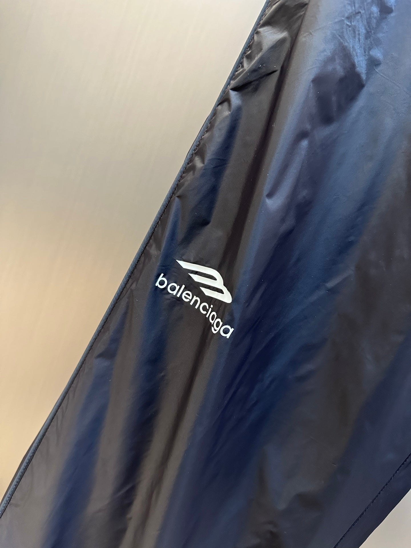 Balenciaga nylon pants, dark navy, embroidered balenciaga logo on side panel