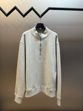 Dior quarter-zip long-sleeve hoodie in heather gray with mock neck