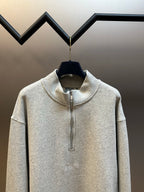 Dior heather gray quarter-zip hoodie with high collar