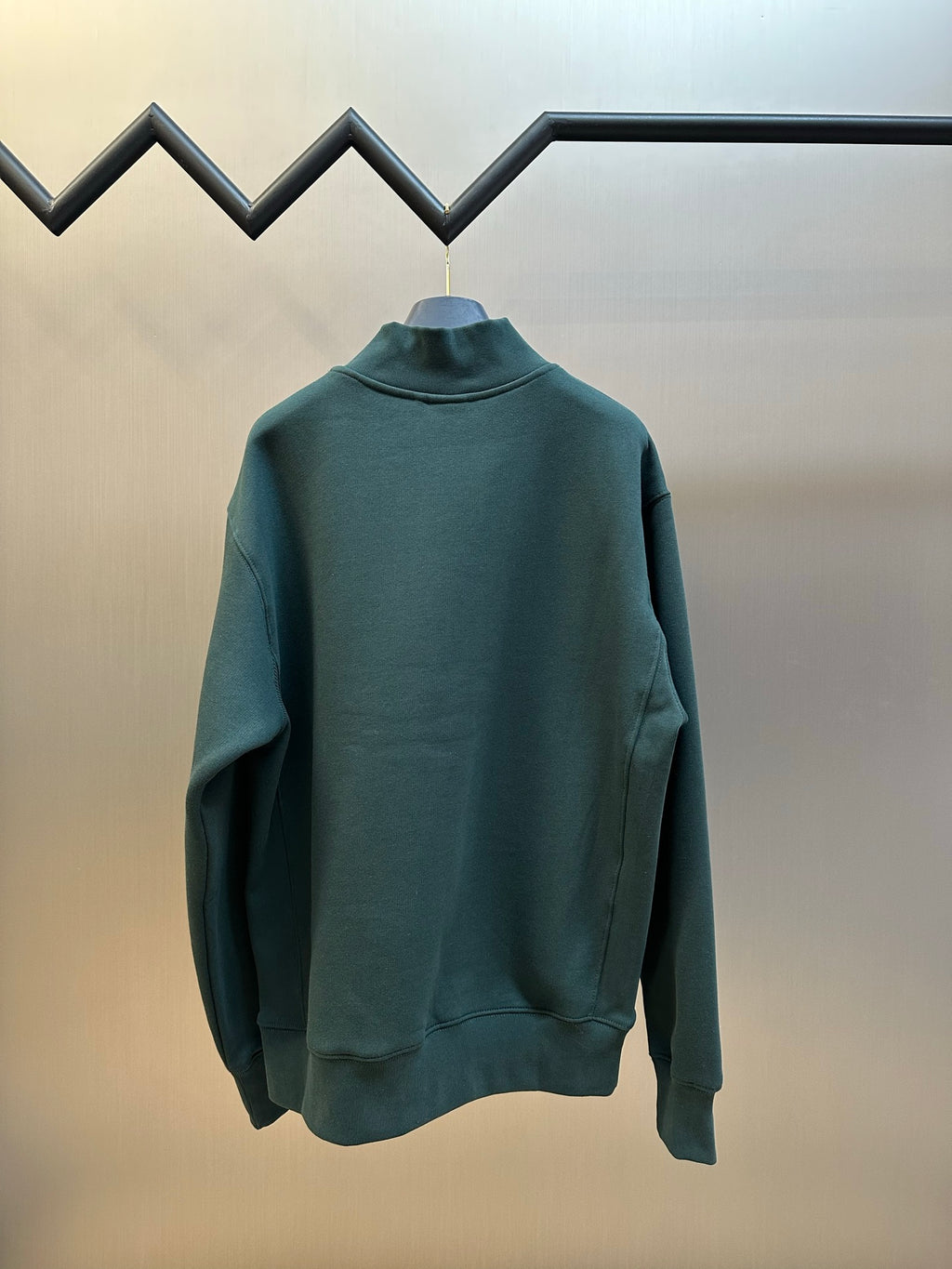 Teal Dior quarter-zip sweatshirt back with high neck and long sleeves