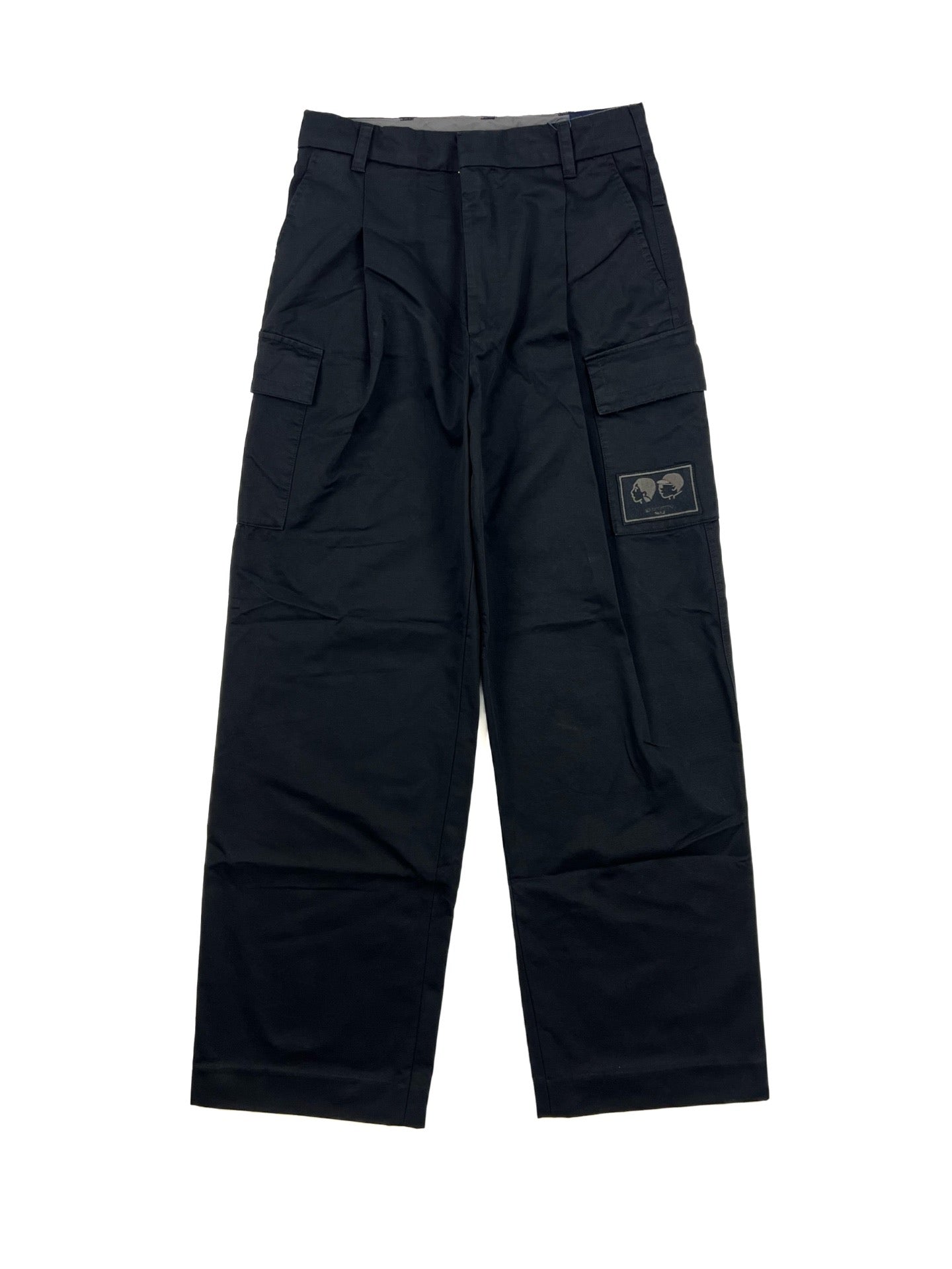 Louis Vuitton cargo pants in dark fabric, belt loops, cargo pockets, button fly