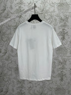 White crewneck short-sleeve T-shirt, back view.