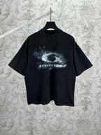 Balenciaga short-sleeve T-shirt, black with front graphic print and crew neck