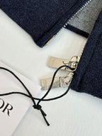 Dior long socks, dark knit with gray cuff and adjustable lace detail