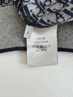 Dior long socks with size tag, gray knit and navy jacquard logo pattern