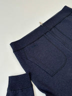 Dior navy hoodie with ribbed cuffs and kangaroo pocket, side view