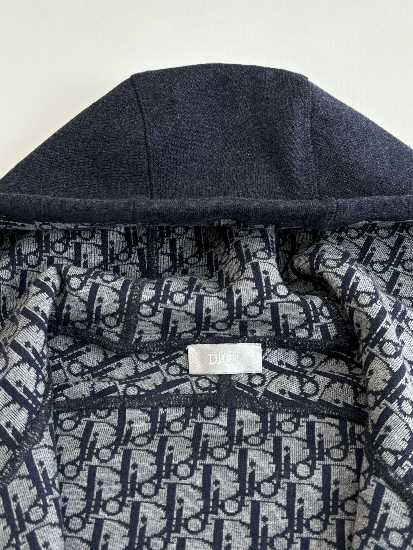 Dior hoodie hood lining with repeating pattern print