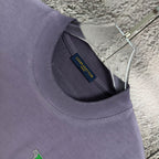 Lavender crewneck T-shirt collar with Louis Vuitton fabric tag