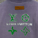 Lavender Louis Vuitton T-shirt with back large green flower and LV print