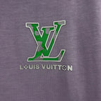 Lavender Louis Vuitton logo appliqué on T-shirt front