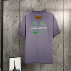 Lavender Louis Vuitton short-sleeve T-shirt with back multicolor logo print