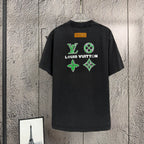 Louis Vuitton short-sleeve T-shirt, black with green LV graphic print on back