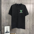 Louis Vuitton short-sleeve T-shirt, black with green LV logo on chest