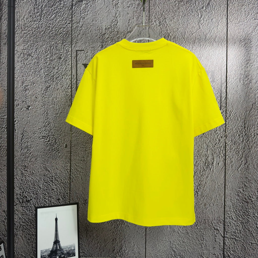 Louis Vuitton yellow T-shirt back view, plain