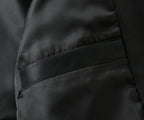 Black leather jacket cuff with stitched trim detail