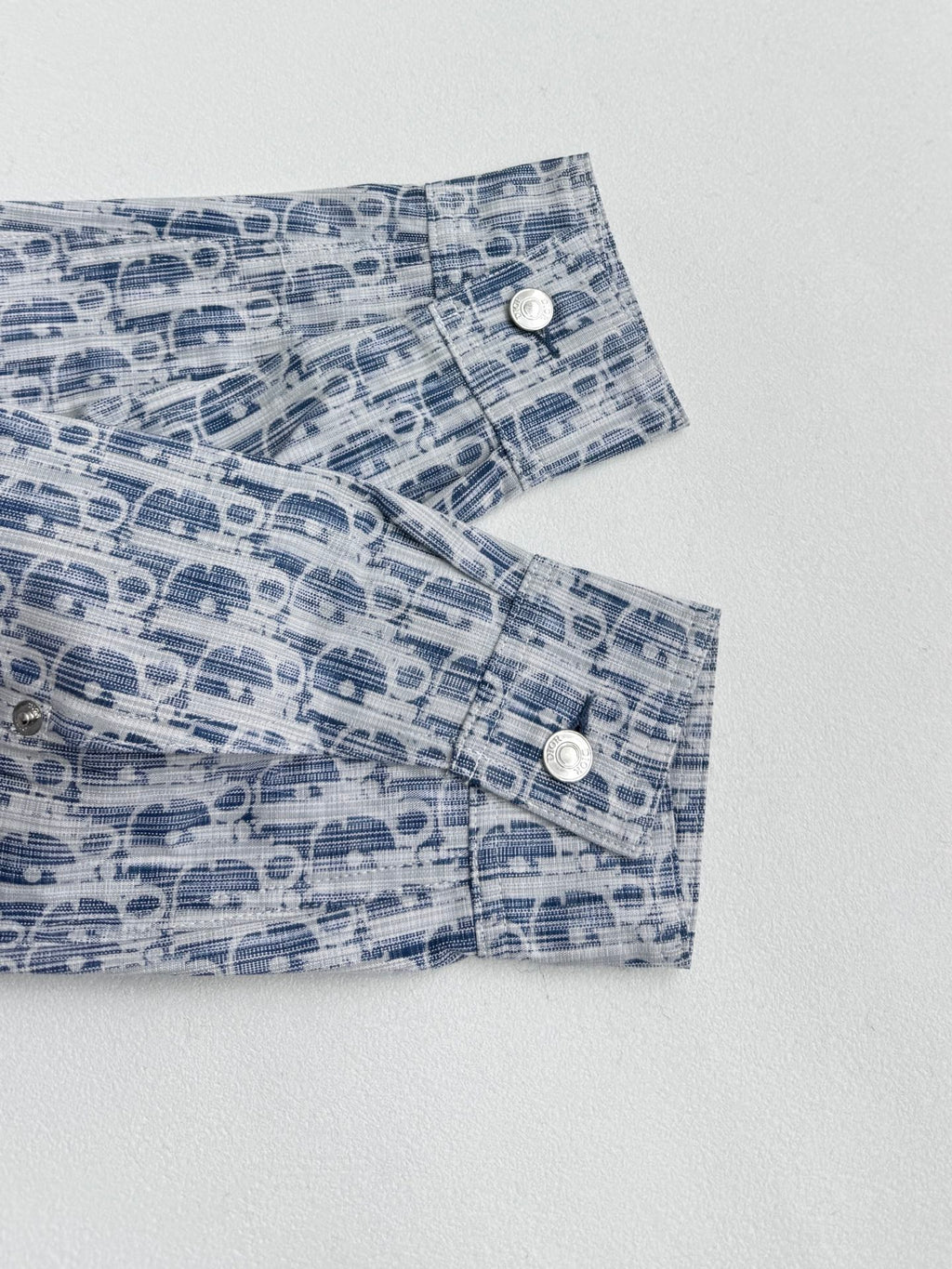 Dior monogram shirt cuff and placket with buttons, blue and white