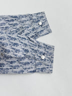 Dior monogram shirt cuff and placket with buttons, blue and white