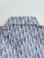 Blue and white Dior monogram shirt collar and neckline, button front
