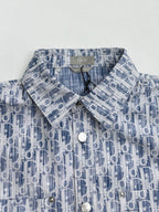Dior monogram shirt with button placket and collar, blue and white