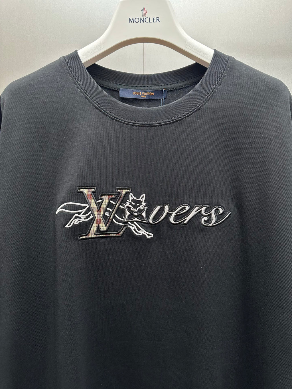 Louis Vuitton graphic T-shirt, crew neck, dark gray with front logo artwork