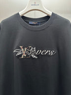 Louis Vuitton graphic T-shirt, crew neck, dark gray with front logo artwork