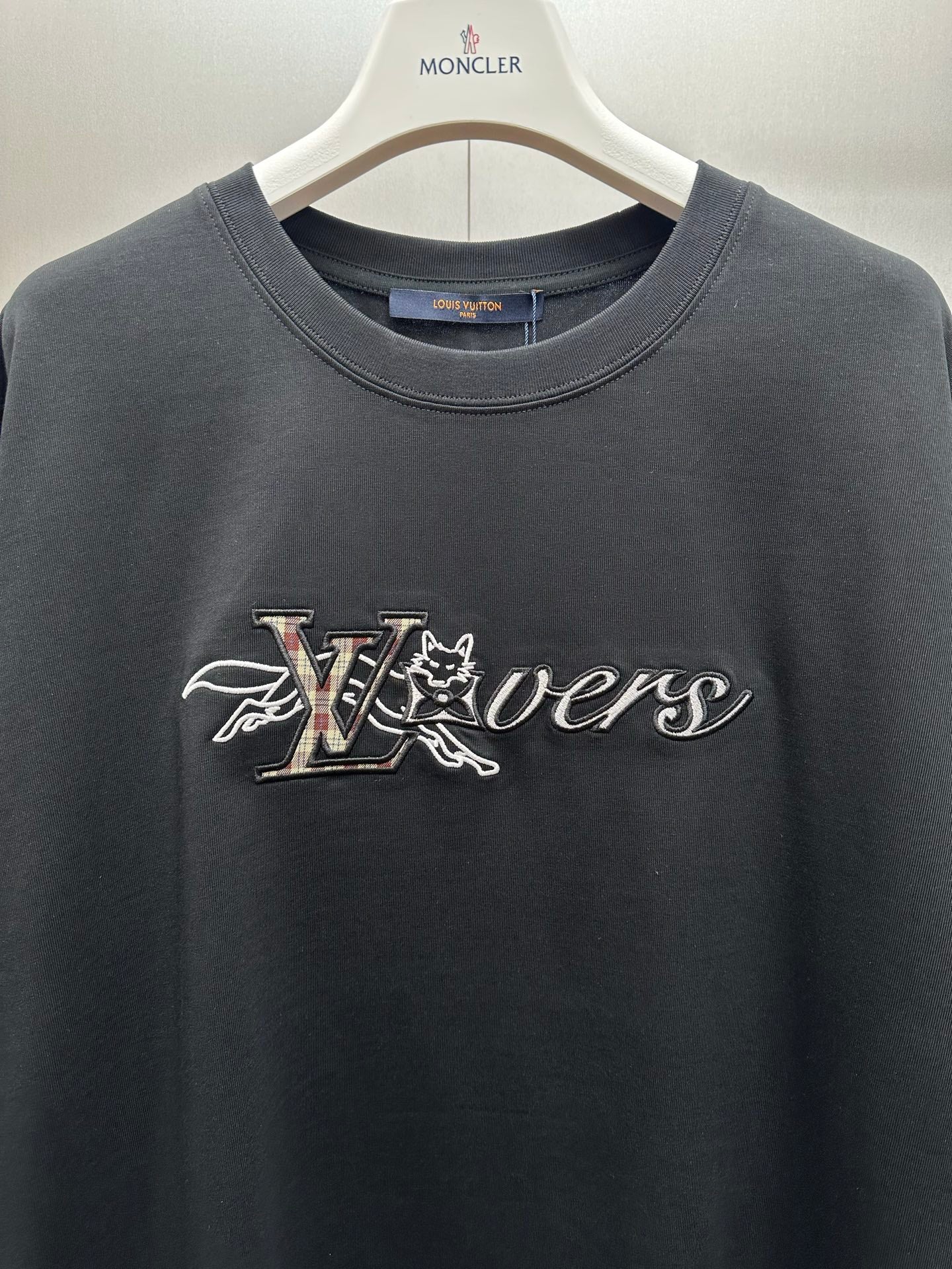 Louis Vuitton graphic T-shirt, crew neck, dark gray with front logo artwork