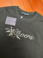 Louis Vuitton graphic T-shirt with hang tag, dark gray front logo print