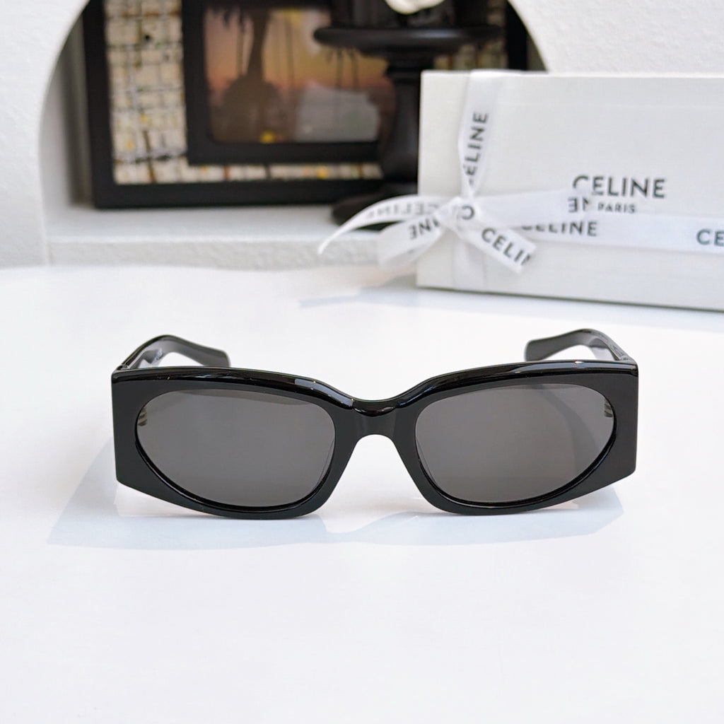Celine black sunglasses with dark lenses, front view