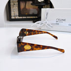 Celine tortoiseshell sunglasses with dark lenses, side view