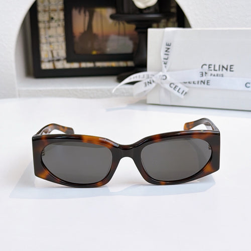 Celine tortoiseshell sunglasses with dark lenses, front view
