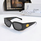 Celine black sunglasses with dark lenses, angled view