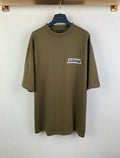 Balenciaga T-shirt in olive with small chest logo patch and short sleeves