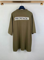 Balenciaga T-shirt in olive with back graphic logo across the upper back